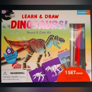 Learn to Draw Dinosaur Book & Stencil Kit NIB